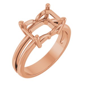 14K Rose Gold 10x7 mm Emerald Ring Mounting – image 2