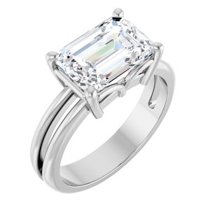 Sterling Silver 10x7 mm Emerald Ring Mounting