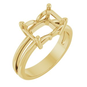 10K Yellow Gold 10x7 mm Emerald Ring Mounting – image 2
