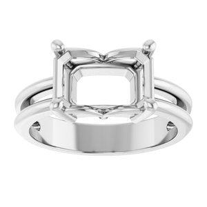 Platinum 10x7 mm Emerald Ring Mounting – image 6