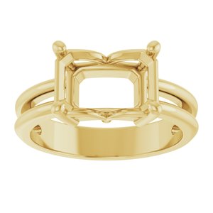 18K Yellow Gold 10x7 mm Emerald Ring Mounting – image 6