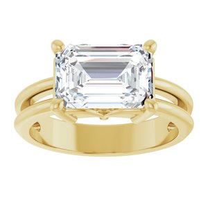14K Yellow Gold 10x7 mm Emerald Ring Mounting – image 5
