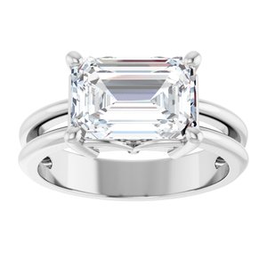 10K White Gold 10x7 mm Emerald Ring Mounting – image 5
