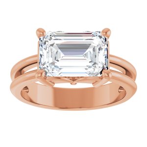 14K Rose Gold 10x7 mm Emerald Ring Mounting – image 5