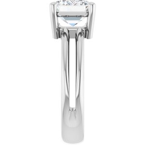 10K White Gold 10x7 mm Emerald Ring Mounting – image 7