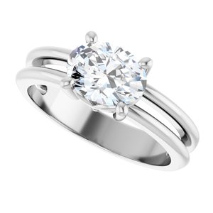 10K White Gold 8x6 mm Oval Ring Mounting – image 8