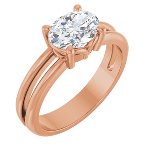 18K Rose Gold 8x6 mm Oval Ring Mounting