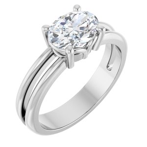 14K White Gold 8x6 mm Oval Ring Mounting