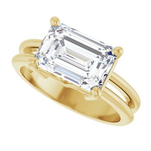 14K Yellow Gold 10x7 mm Emerald Ring Mounting – image 8
