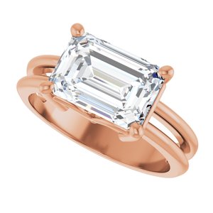 14K Rose Gold 10x7 mm Emerald Ring Mounting – image 8