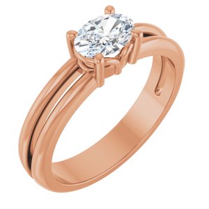 14K Rose Gold 6.5x4.5 mm Oval Ring Mounting
