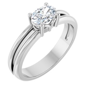 18K White Gold 6.5x4.5 mm Oval Ring Mounting