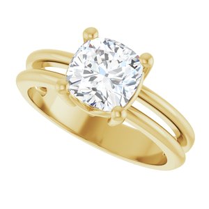 10K Yellow Gold 7x7 mm Cushion Ring Mounting – image 8