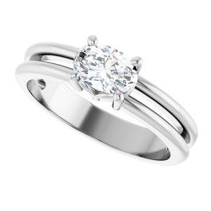 10K White Gold 6.5x4.5 mm Oval Ring Mounting – image 8