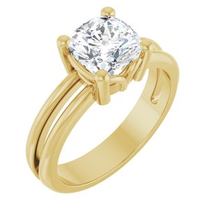 10K Yellow Gold 7x7 mm Cushion Ring Mounting