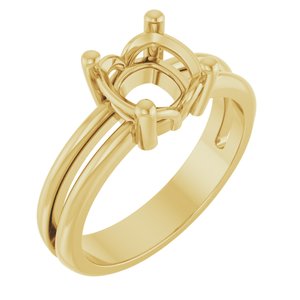 18K Yellow Gold 7x7 mm Cushion Ring Mounting – image 2