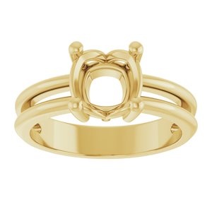 18K Yellow Gold 7x7 mm Cushion Ring Mounting – image 6