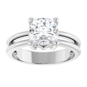 Sterling Silver 7x7 mm Cushion Ring Mounting – image 5