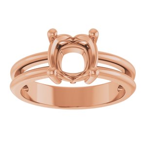 18K Rose Gold 7x7 mm Cushion Ring Mounting – image 6