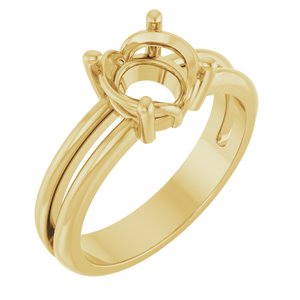 18K Yellow Gold 7.4 mm Round Ring Mounting – image 2