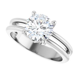 18K White Gold 7.4 mm Round Ring Mounting – image 8