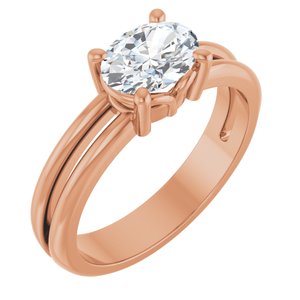 10K Rose Gold 7.5x5.5 mm Oval Ring Mounting