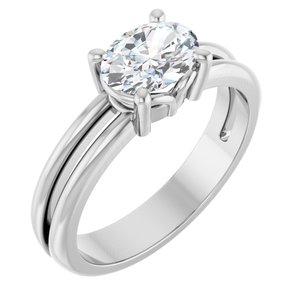 10K White Gold 7.5x5.5 mm Oval Ring Mounting