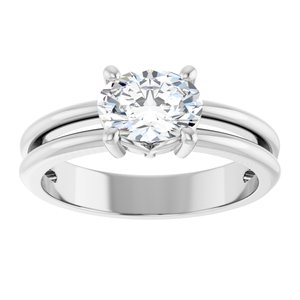 10K White Gold 7.5x5.5 mm Oval Ring Mounting – image 5