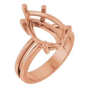 18K Rose Gold 15x10 mm Pear Ring Mounting – image 2