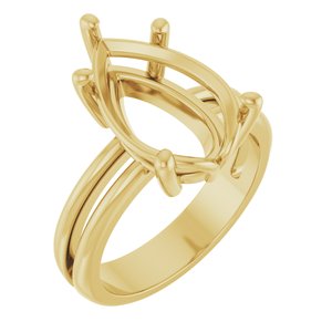 14K Yellow Gold 15x10 mm Pear Ring Mounting – image 2