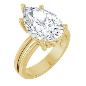 18K Yellow Gold 15x10 mm Pear Ring Mounting