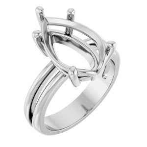 Sterling Silver 15x10 mm Pear Ring Mounting – image 2