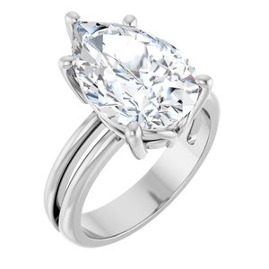 Sterling Silver 15x10 mm Pear Ring Mounting