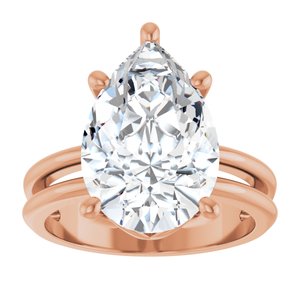 10K Rose Gold 15x10 mm Pear Ring Mounting – image 5