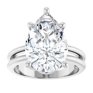 18K White Gold 15x10 mm Pear Ring Mounting – image 5