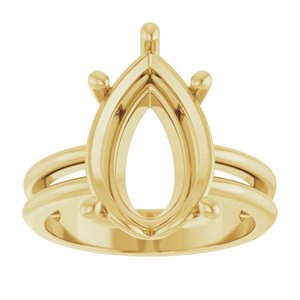10K Yellow Gold 15x10 mm Pear Ring Mounting – image 6