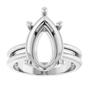 10K White Gold 15x10 mm Pear Ring Mounting – image 6