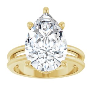 18K Yellow Gold 15x10 mm Pear Ring Mounting – image 5