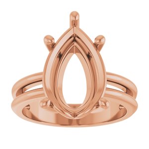 10K Rose Gold 15x10 mm Pear Ring Mounting – image 6