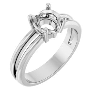 10K White Gold 6.5 mm Round Ring Mounting – image 2