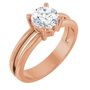 10K Rose Gold 6.5 mm Round Ring Mounting