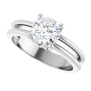 18K White Gold 6.5 mm Round Ring Mounting – image 8