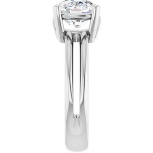 10K White Gold 10x8 mm Elongated Cushion Ring Mounting – image 7