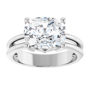 10K White Gold 10x8 mm Elongated Cushion Ring Mounting – image 5