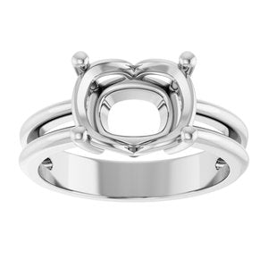 Continuum Sterling Silver 10x8 mm Elongated Cushion Ring Mounting – image 6
