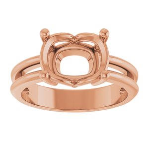 18K Rose Gold 10x8 mm Elongated Cushion Ring Mounting – image 6