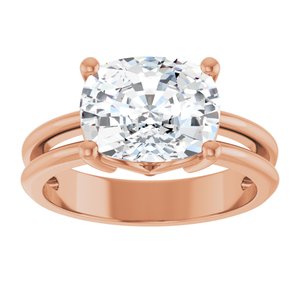 14K Rose Gold 10x8 mm Elongated Cushion Ring Mounting – image 5