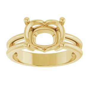 10K Yellow Gold 10x8 mm Elongated Cushion Ring Mounting – image 6