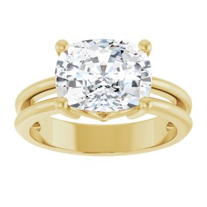 10K Yellow Gold 10x8 mm Elongated Cushion Ring Mounting – image 5