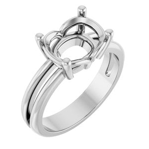10K White Gold 10x8 mm Elongated Cushion Ring Mounting – image 2